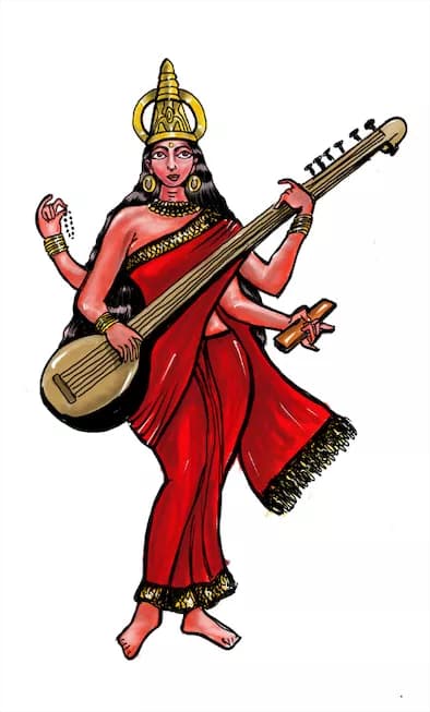 Saraswati, one of the Tridevis